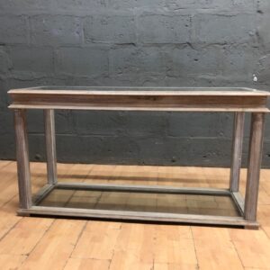 Two-tier Wood-frame Console / Display Table with Inset Tempered Glass Top & Lower Shelf