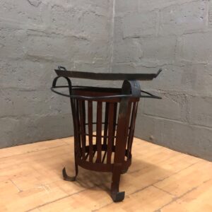Wrought-iron brazier / fire basket with removable hexagonal tray — H 75 cm × W 66 cm