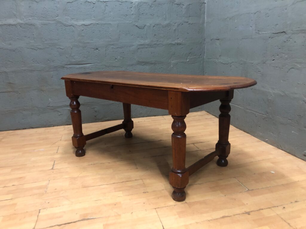 Long Solid Wood Console / Coffee Table with Turned Legs and Stretcher – 180 x 73 x 76 cm