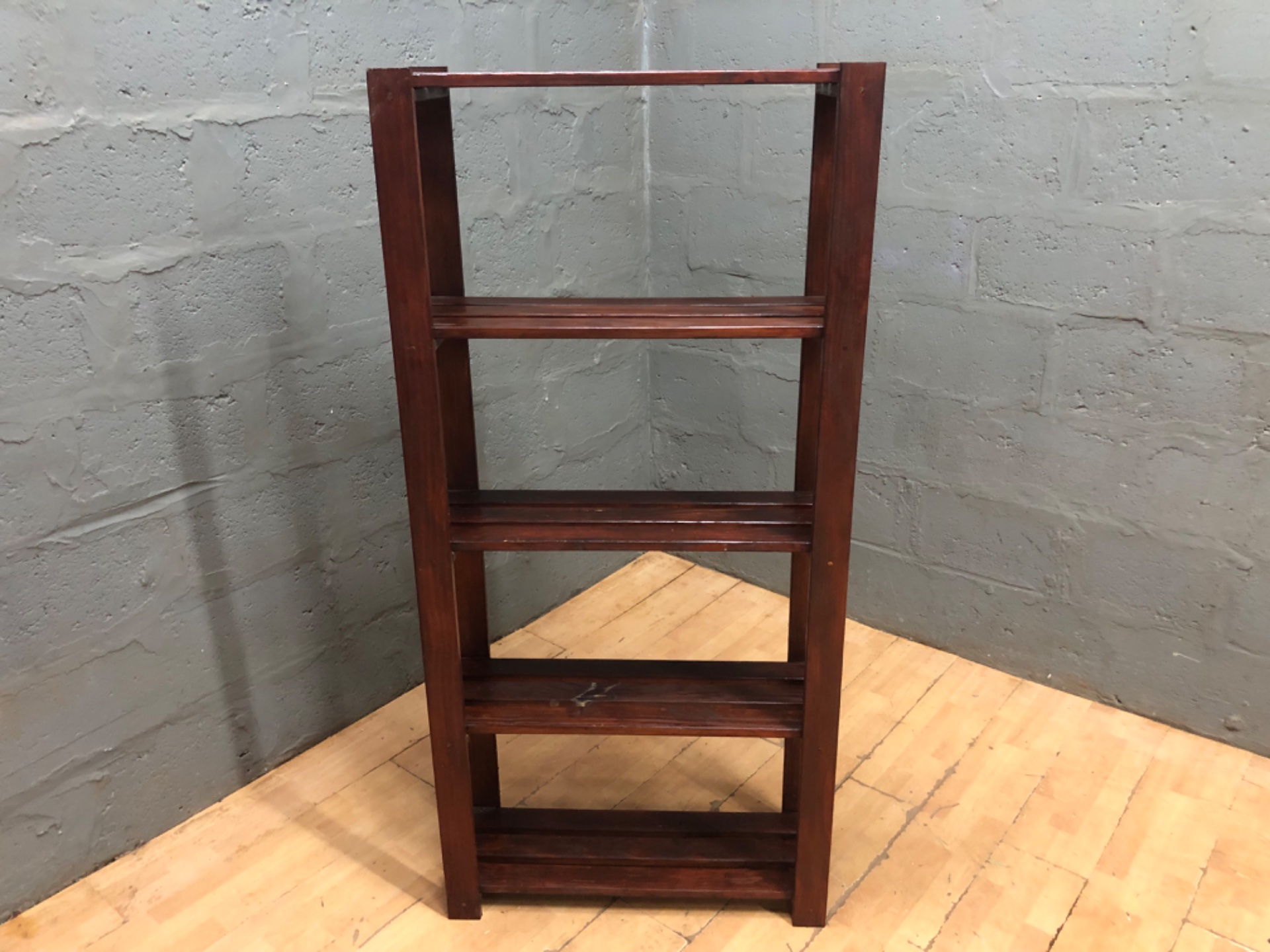 Tall Narrow Wooden Slatted Open Shelf Unit – 170 x 30 x 80 cm, stable with surface wear