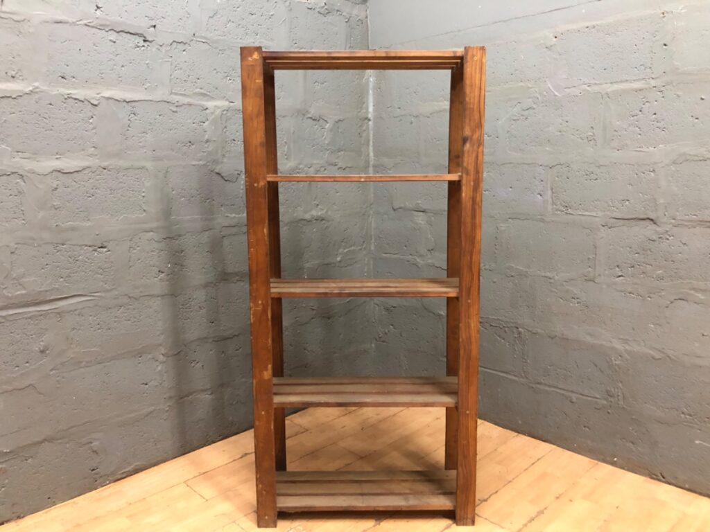 Tall Wooden Slatted Freestanding Shelf Unit – 4 Shelves, 170 × 30 × 80 cm, Used