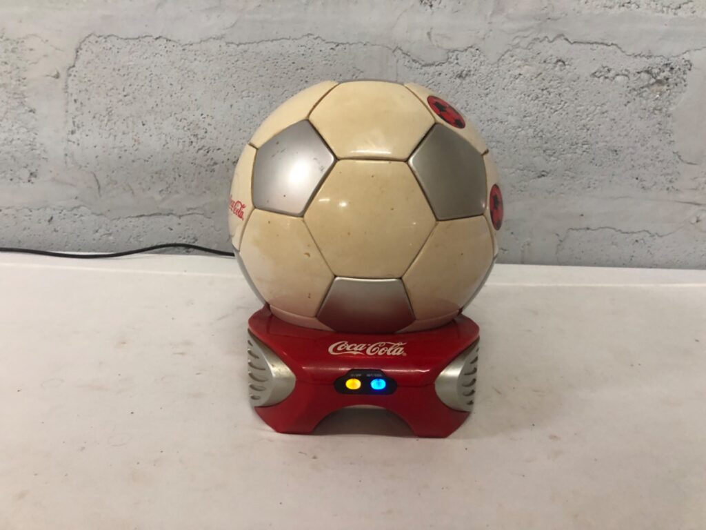 Coca‑Cola KGWC4GBC novelty Cooler & Warmer – removable soccer‑ball bowl, AC 230V / DC 12V, tested working