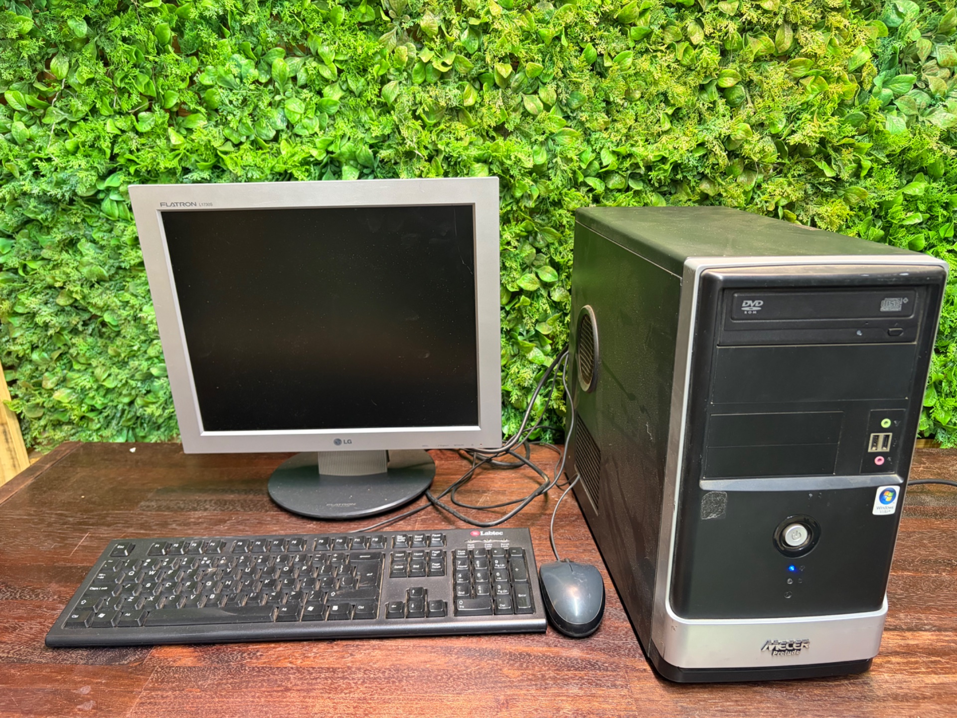 Used Desktop PC Set — Mecer Prelude Tower + LG Flatron L1730S Monitor, Keyboard & Mouse (Untested)