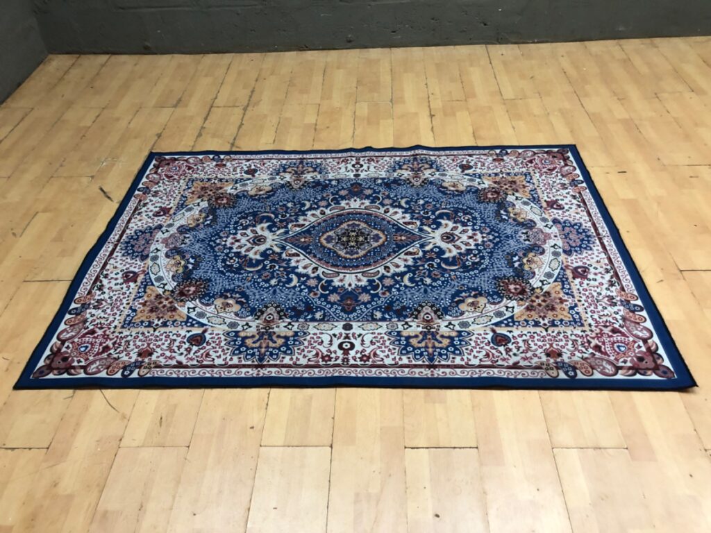 Blue & Red Patterned Rectangular Rug with Non-Slip Backing — 200 x 138 cm (Synthetic)