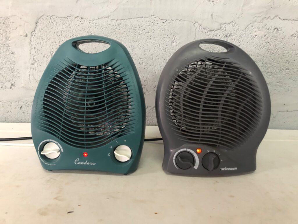 Pair of Portable Fan Heaters — Condere ZR-5011 (2000W) & Mellerware / Creative House 35200GT — Tested and Working