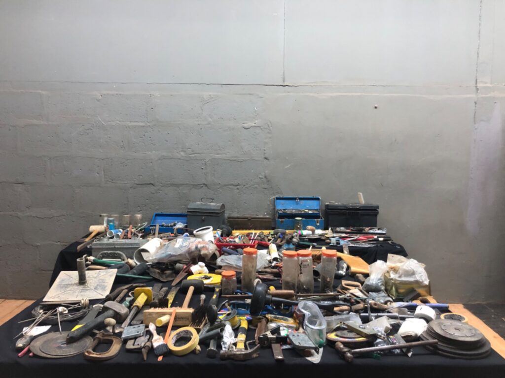 Mixed Lot of Used Hand Tools, Consumables & Two Toolboxes — Hammers, Chisels, Drill Bits, Discs, Chains