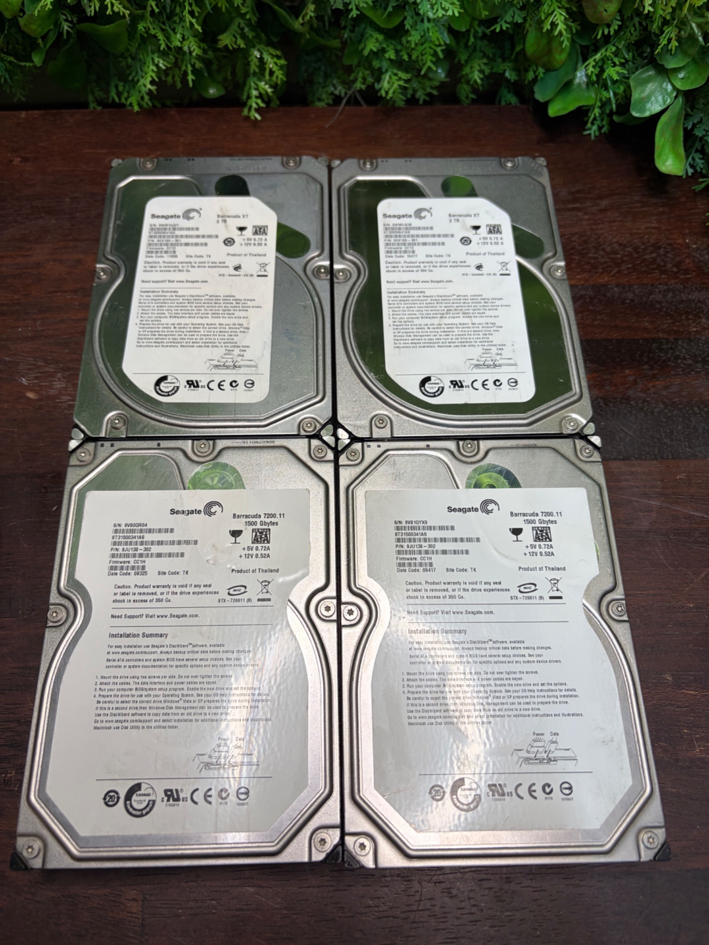 Lot of 4 x Seagate 3.5″ HDDs — mixed Barracuda 7200.11 1.5TB & Barracuda XT 2TB (used, worked last time)