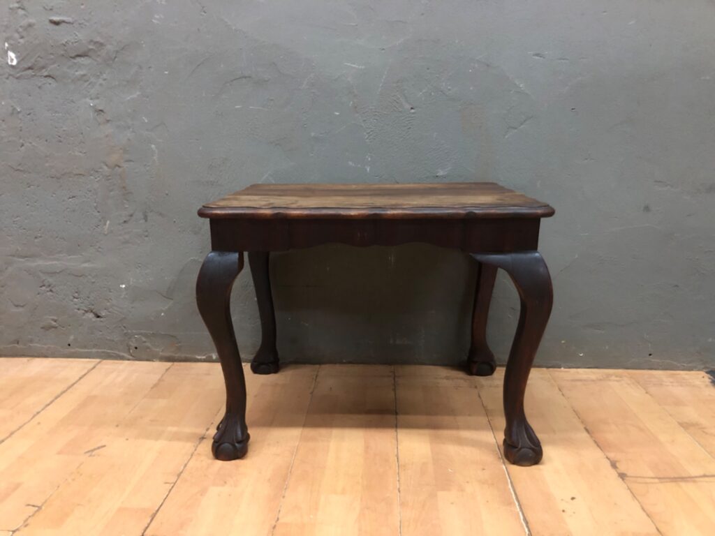 Small carved occasional side table — cabriole legs with ball-and-claw feet