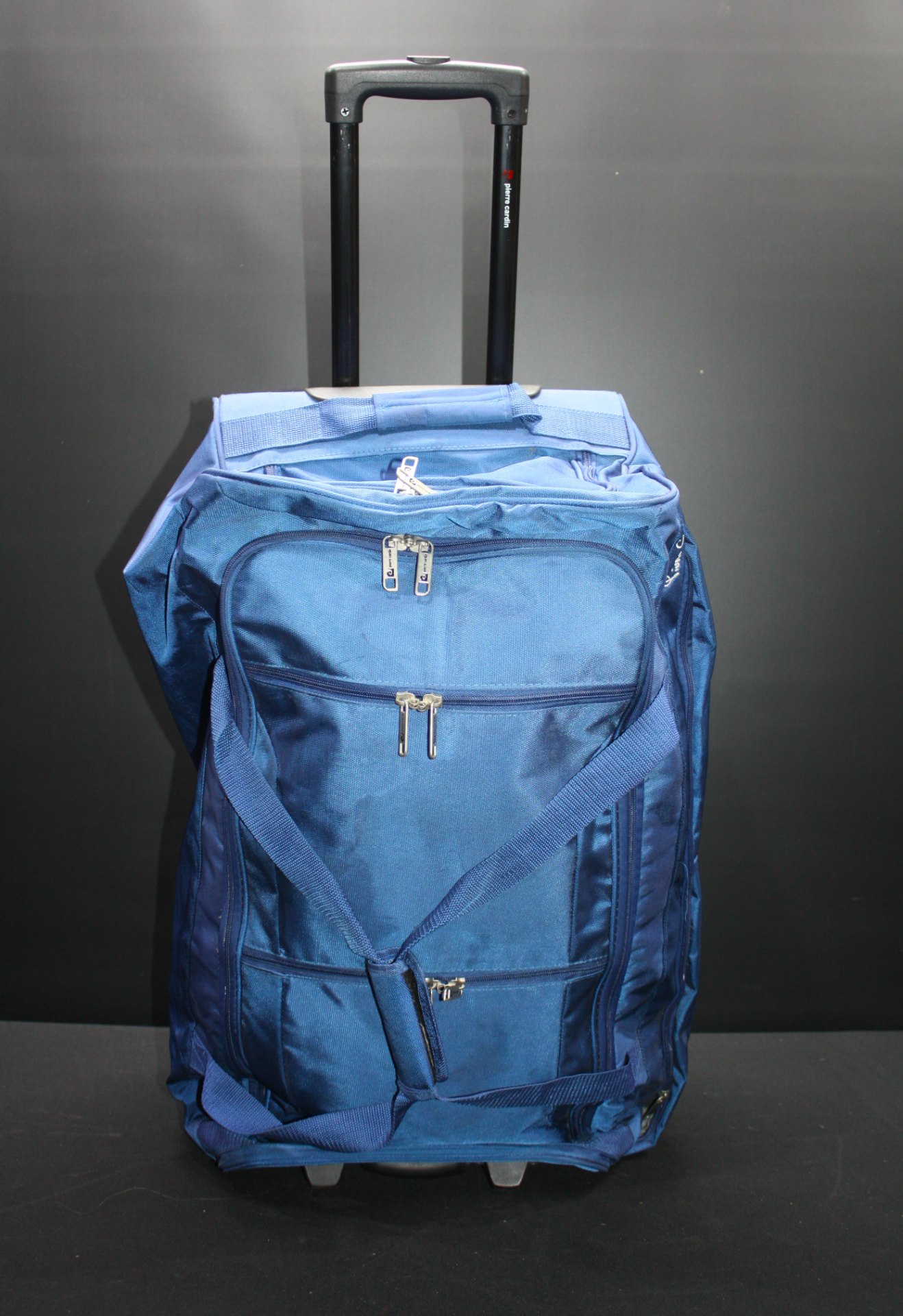 Pierre Cardin Blue Soft Wheeled Duffel — Telescopic Handle, Rolling Wheels, Front Pockets