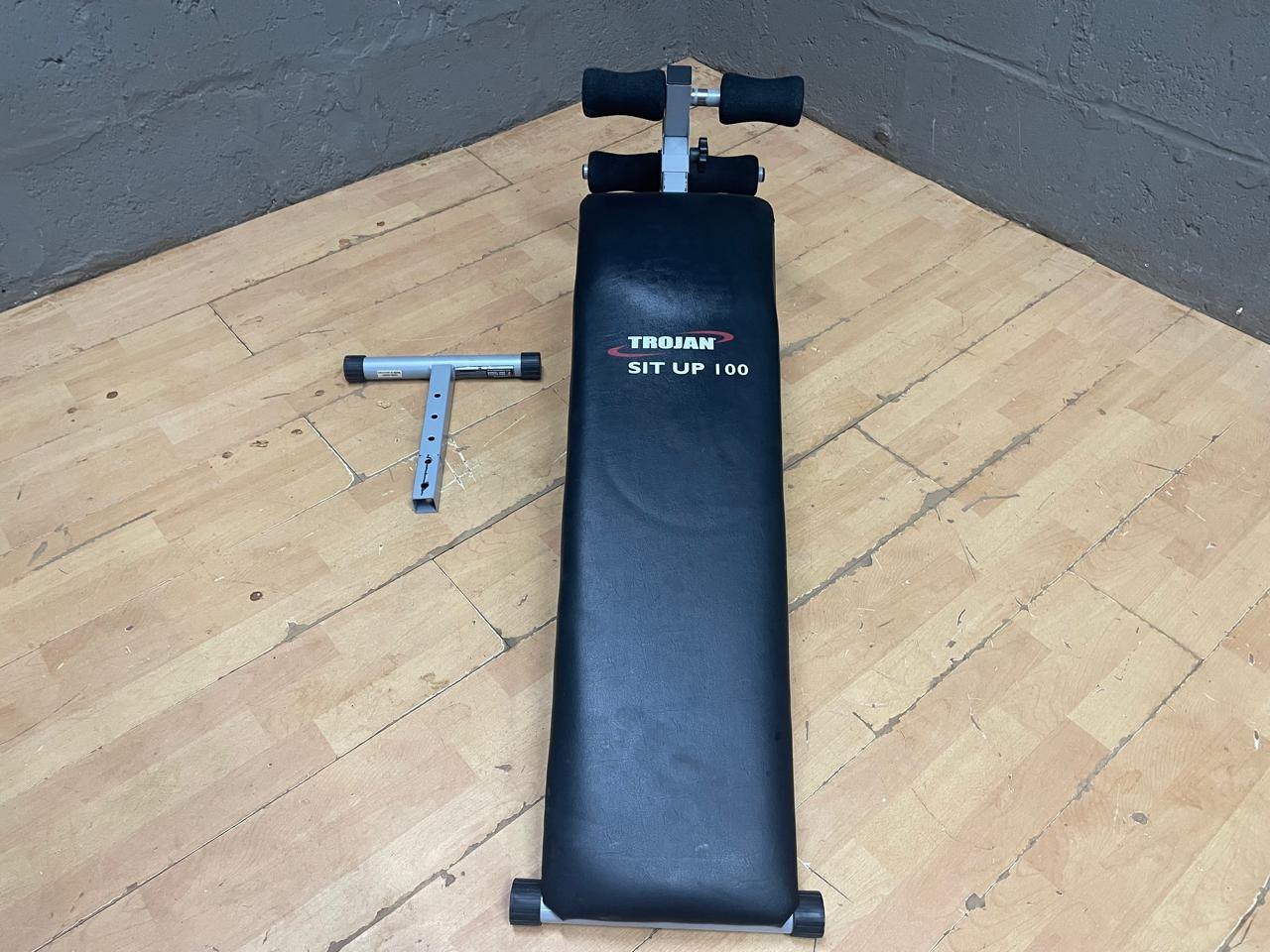 Trojan SIT UP 100 flat sit-up / abdominal bench — padded bench with foam rollers, front T-piece detached