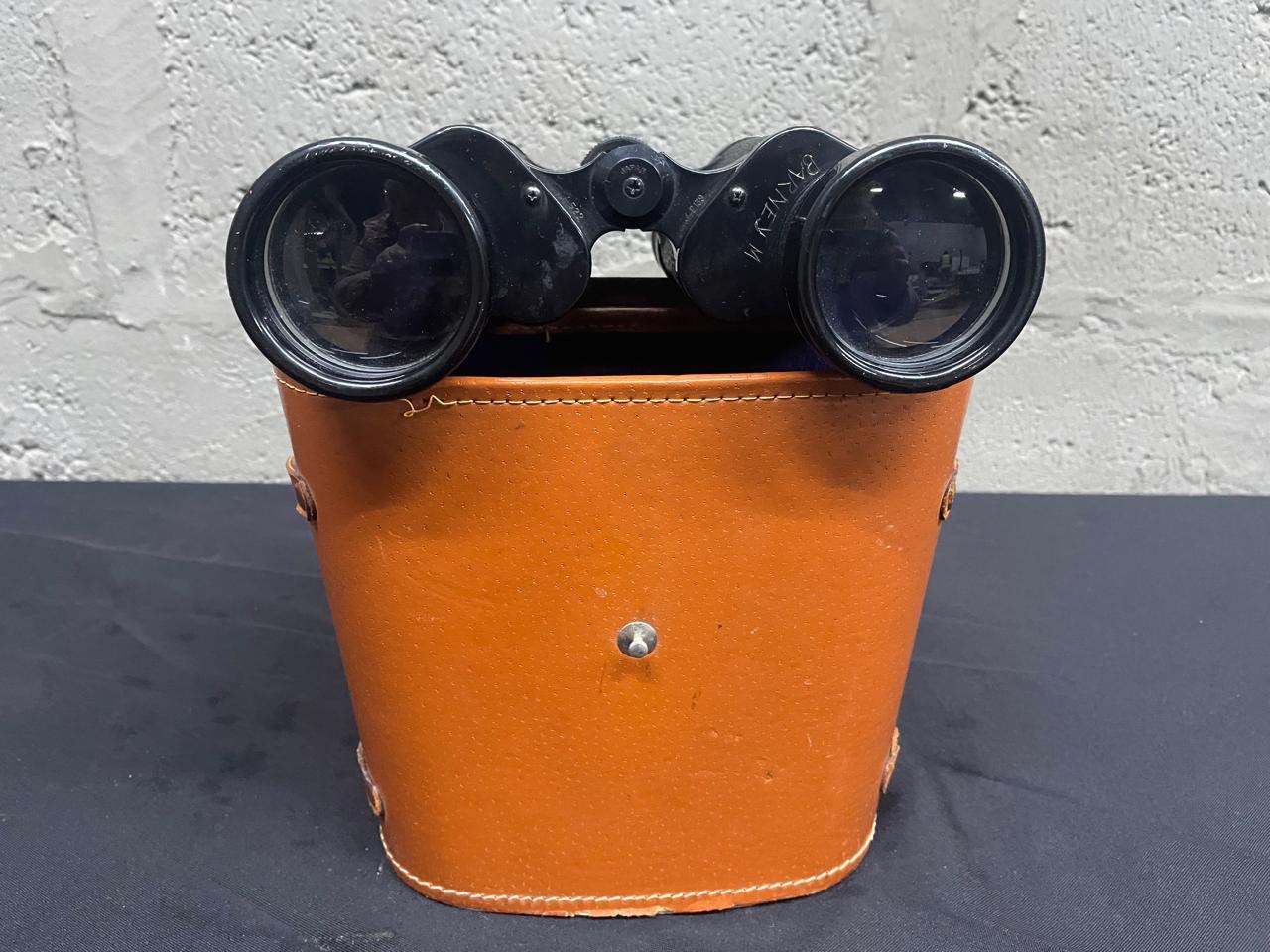 Vintage Porro-Prism Binoculars with Brown Carrying Case and Strap — Used, Untested Optics