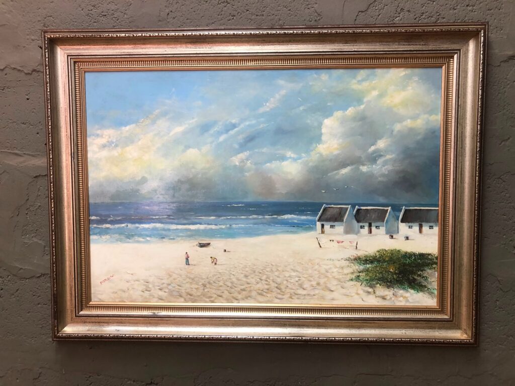 Boy Louw — Signed coastal oil on board, 110 x 80cm framed