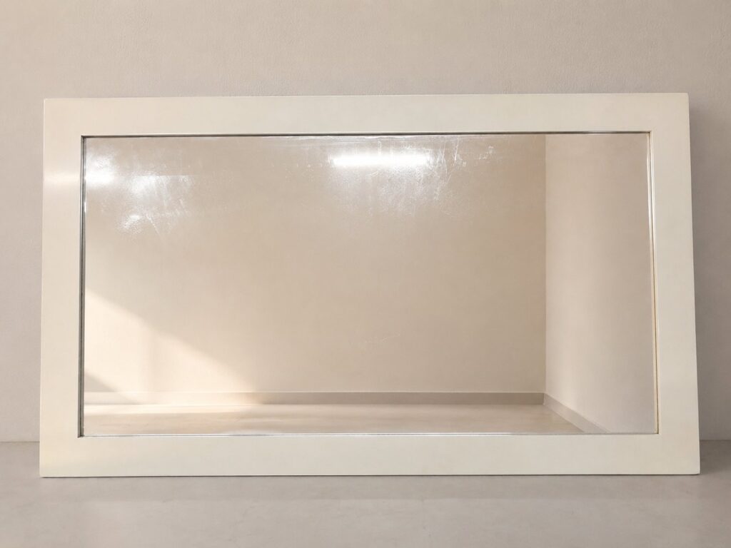 Large Rectangular White Framed Wall Mirror 80 x 140 cm — Surface Scratches, Two Keyhole Hangers