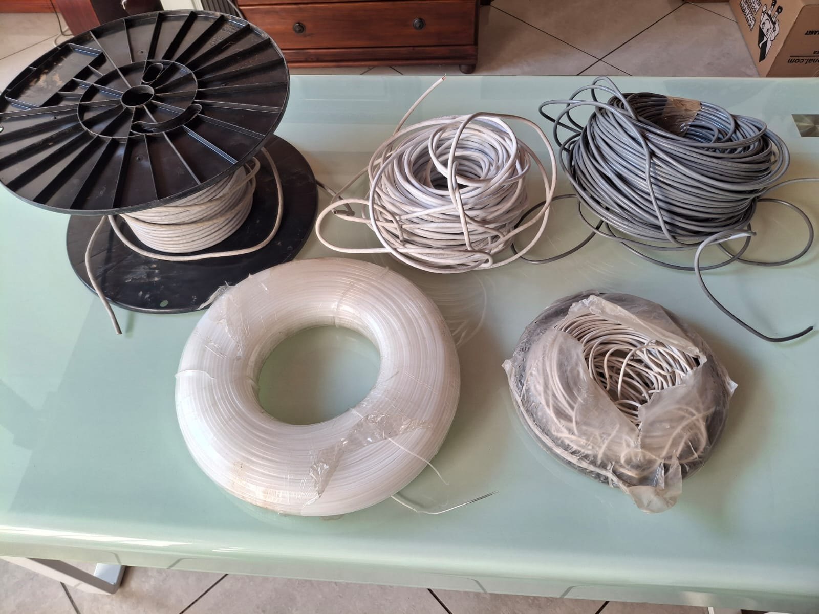 Lot 03 — Mixed CCTV / Fibre & Cat5 UTP Cable Coils (Used, as‑pictured)