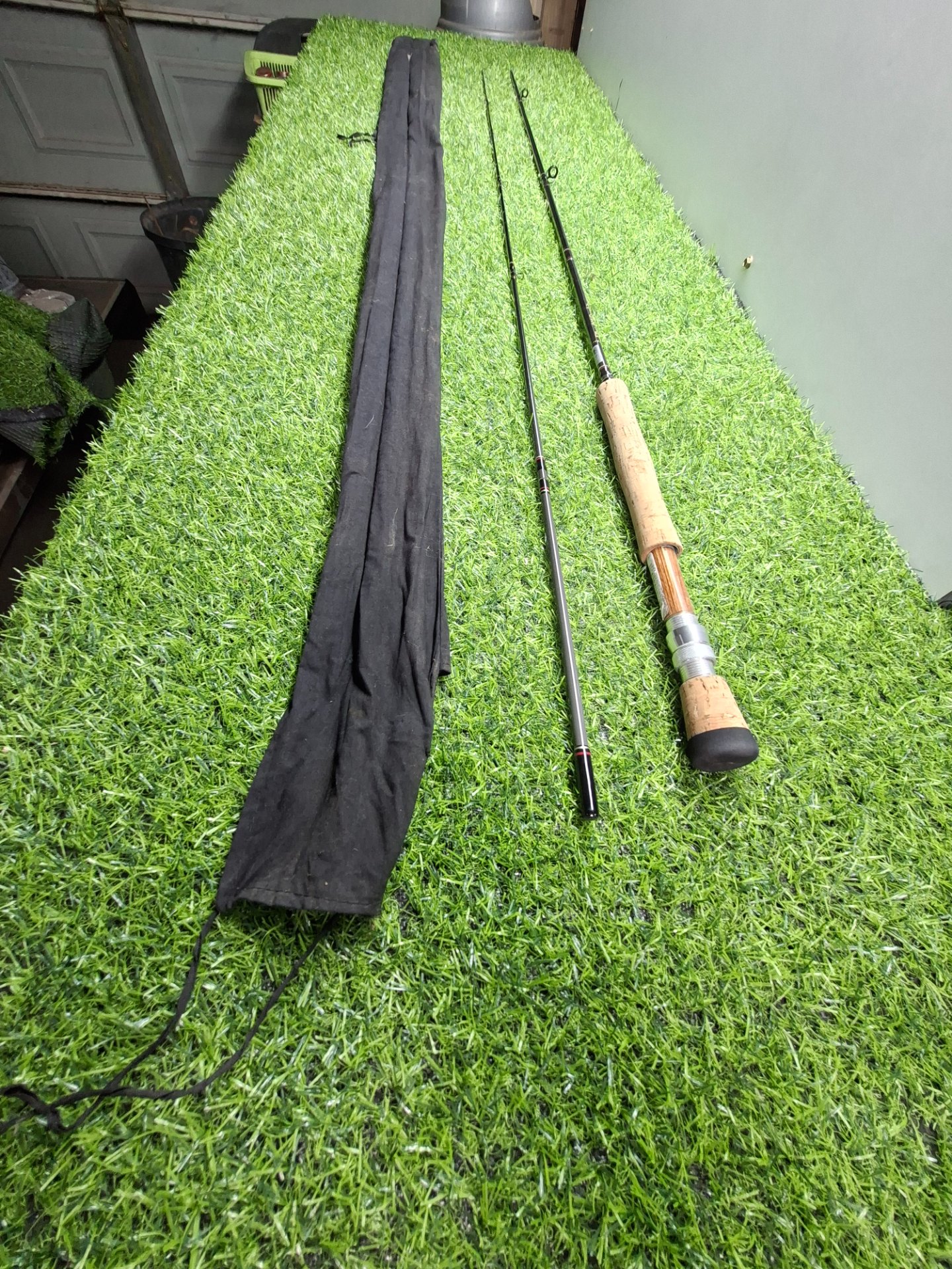 Elbe 96% Graphite 9′ Two‑Piece Fishing Rod — Heavy Cork Damage, Sleeve Included