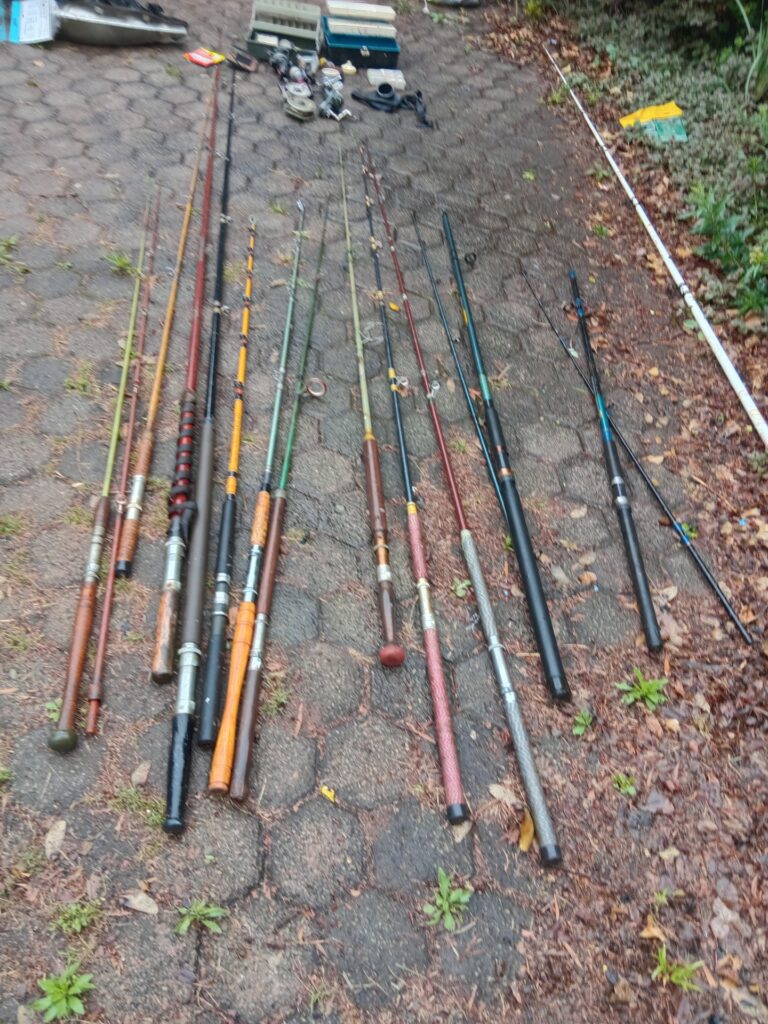 Lot of 13 Assorted Fishing Rods – Mixed Condition (rods only)