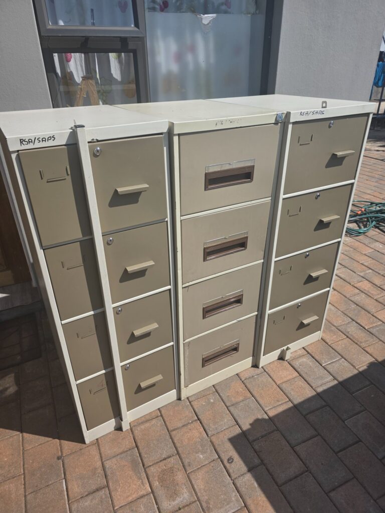 Lot of 3 Beige Vertical Metal Filing Cabinets – 3 freestanding units, drawers tested (no locks)