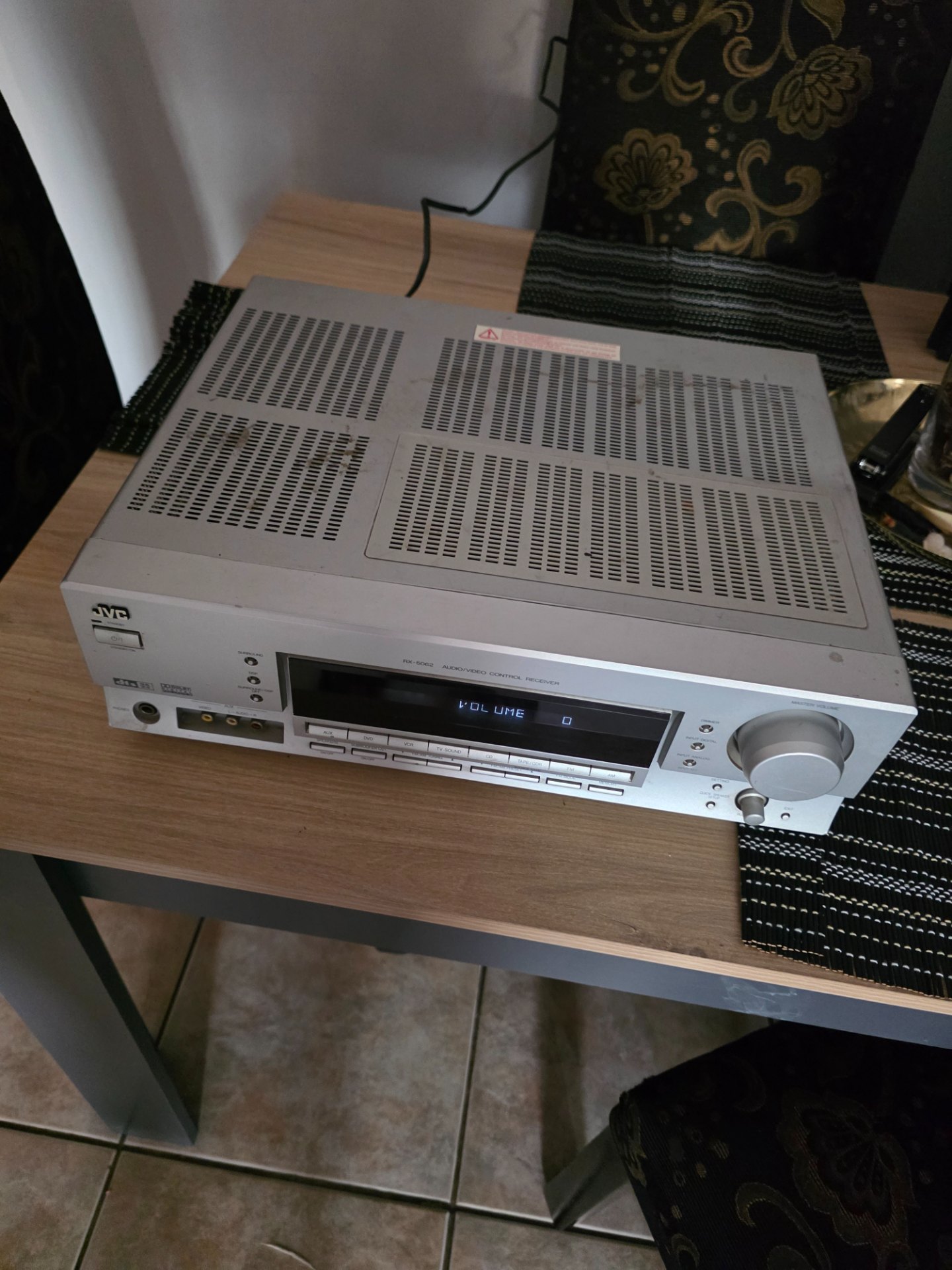 JVC RX-5062 Audio/Video Control Receiver — powers on, seller-tested working 100% (small dent, cosmetic wear)