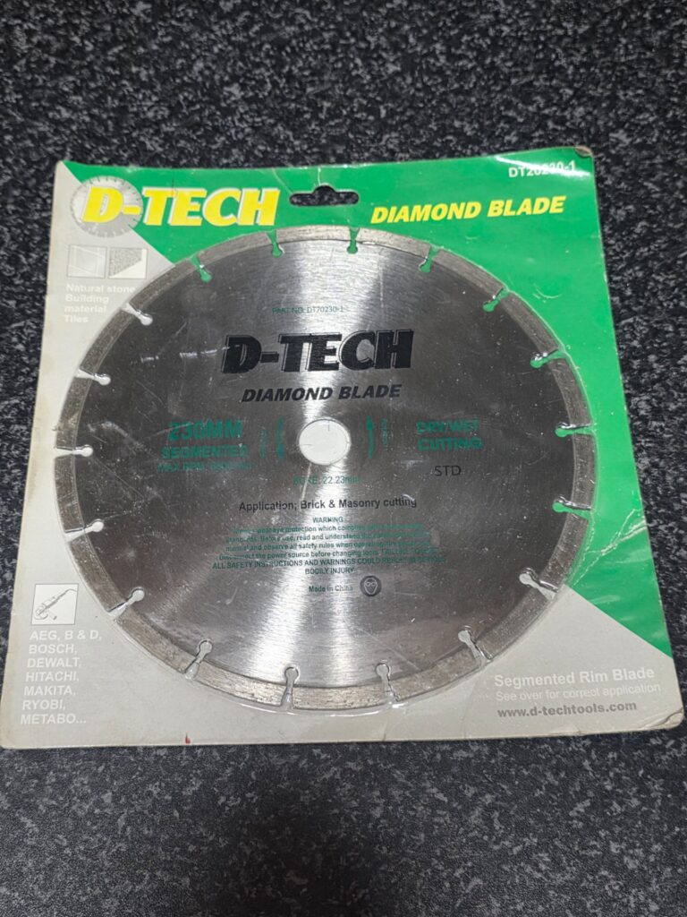 D-TECH 230mm Segmented Diamond Blade (DT20230-1) — 22.23mm Bore, Dry/Wet Cutting — New