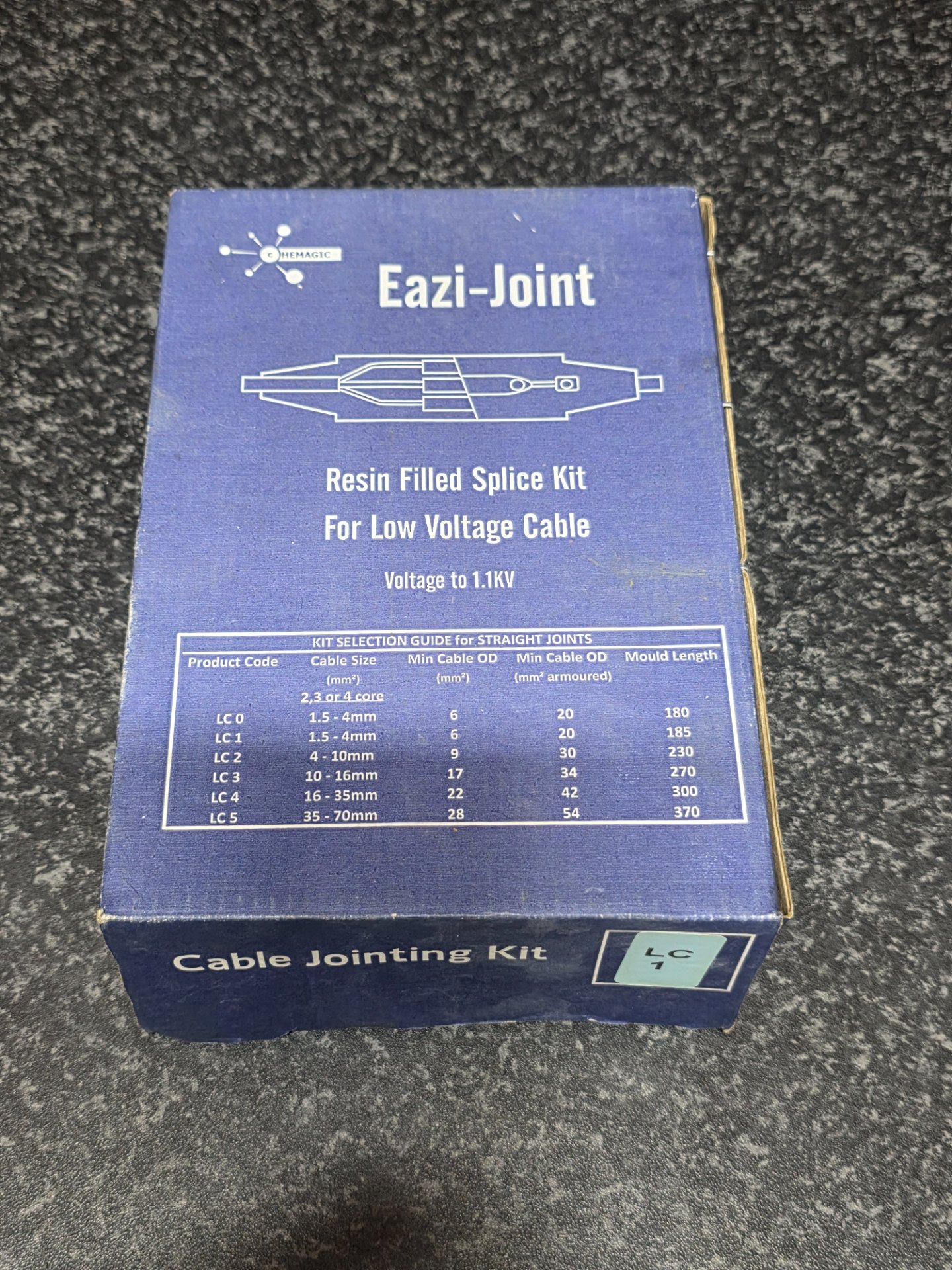Eazi-Joint Resin-Filled Cable Splice Kit LC1 (sealed) — Resin pouch + mould, rated to 1.1kV