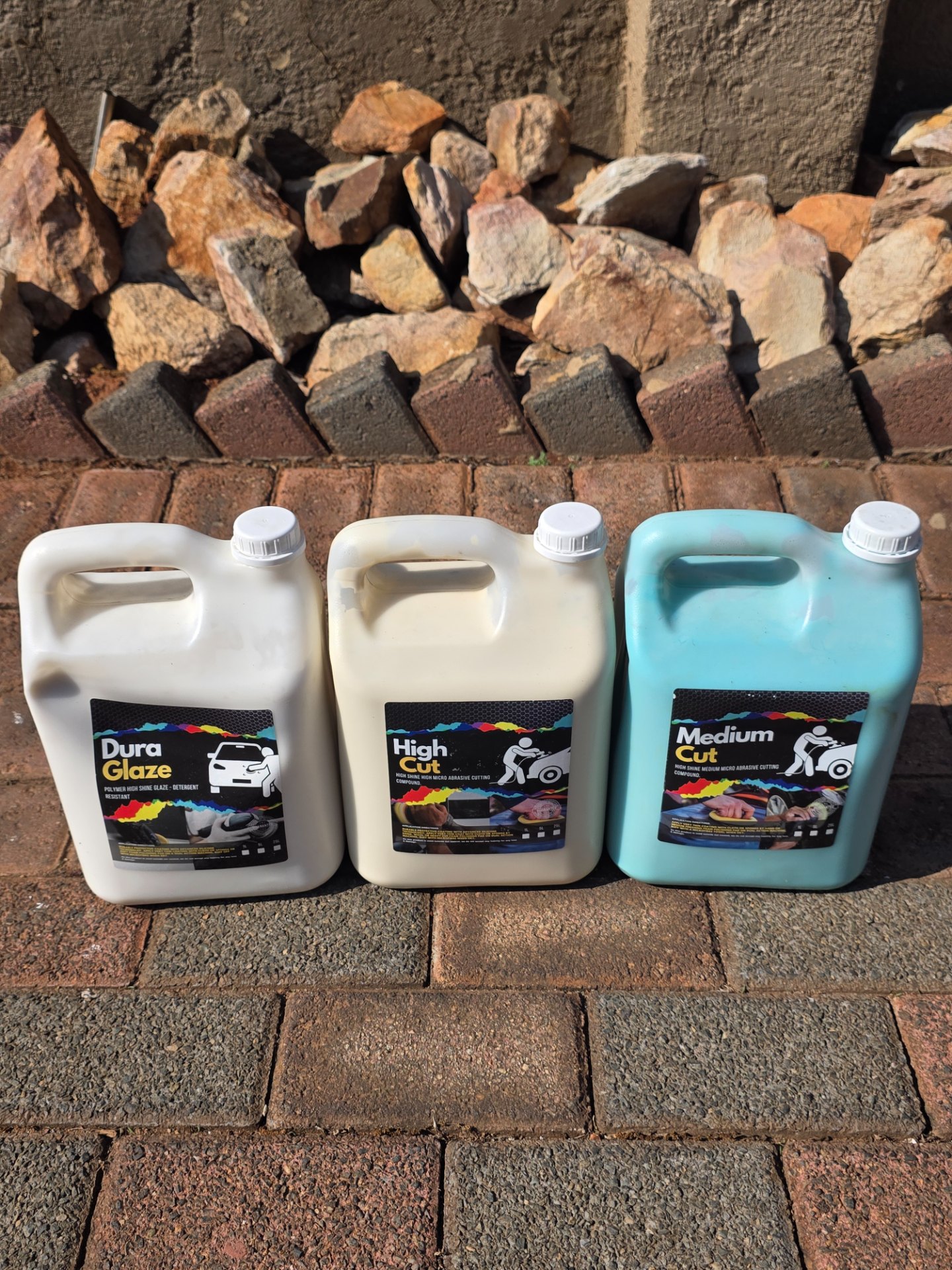 Lot: 3 x 5L Car Polishing Compounds – Dura Glaze, High Cut, Medium Cut (Sealed)