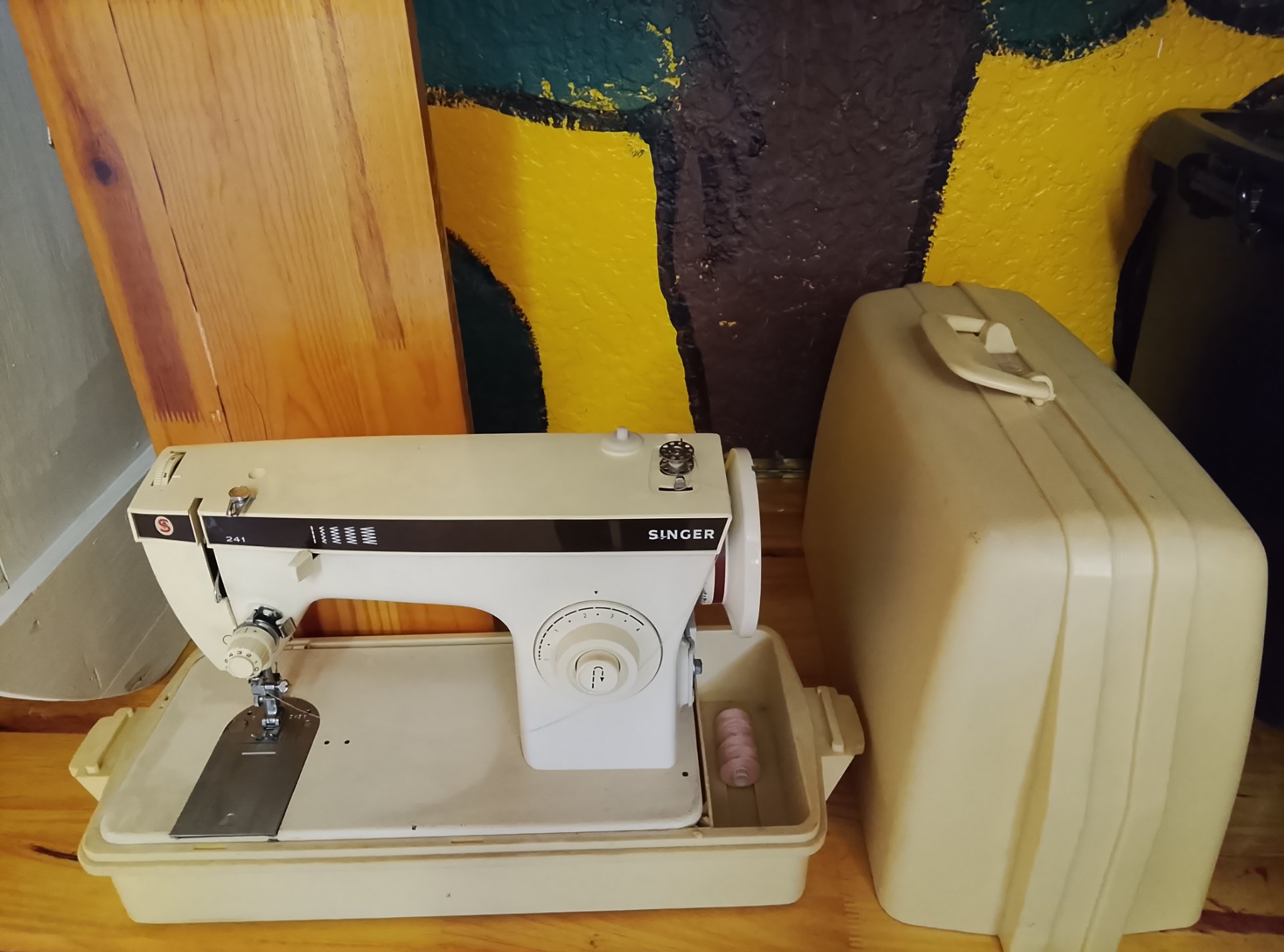 Singer 241 domestic sewing machine in hard carry case — worked previously, sold untested (no pedal/cable)