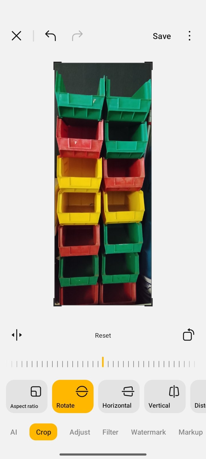 Assorted LINBIN storage bins (8 large + 24 small) with slotted metal wall‑mount panel