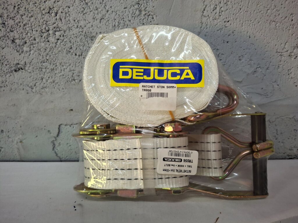 DEJUCA Ratchet Tie-Down Strap set — 5 ton, 50 mm, 9 m (factory sealed)
