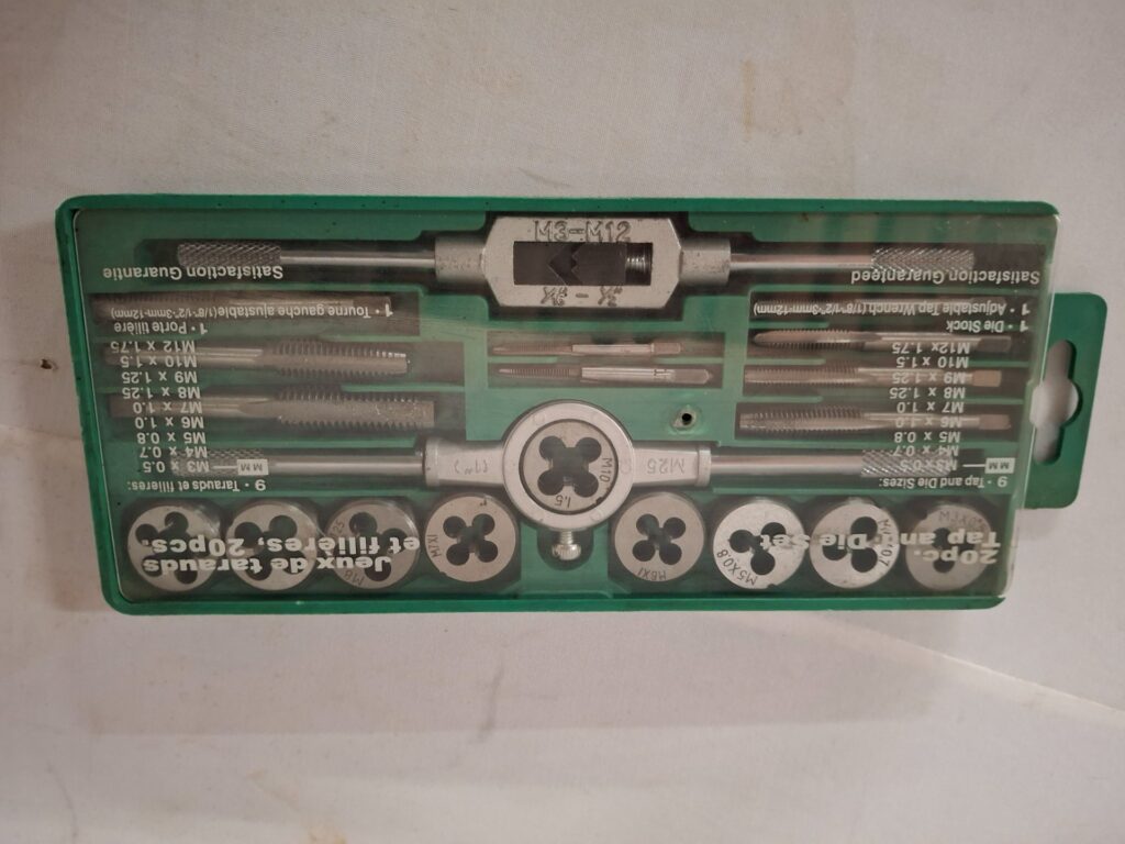 20pc Metric Tap & Die Set in Plastic Case — M3 to M12 (Used, Complete)