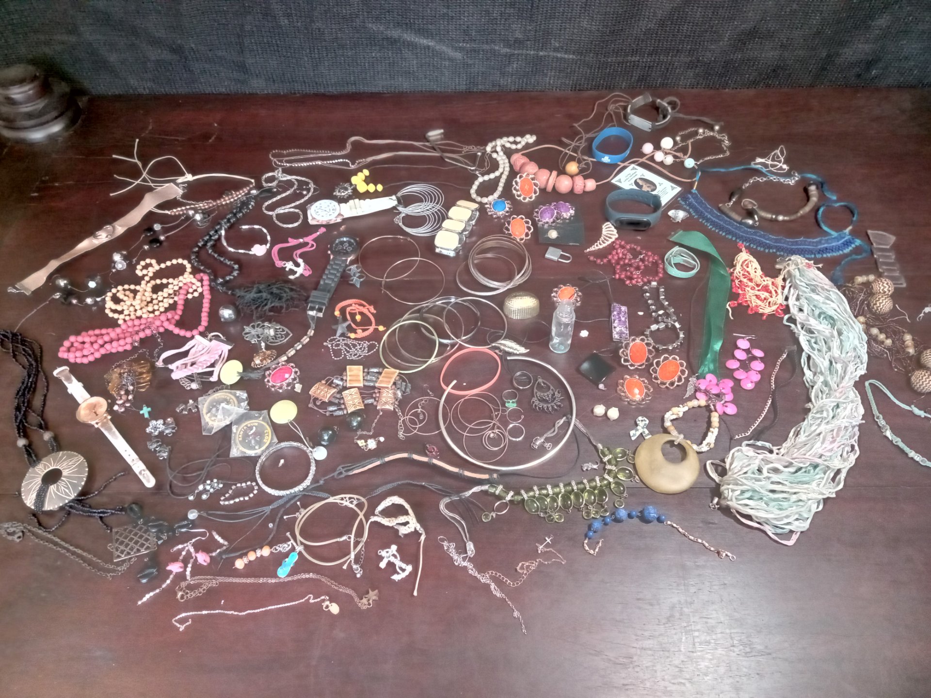 Large mixed lot of costume jewellery — approx. 75 pieces incl. 2 watches & fitness band, many worn/damaged