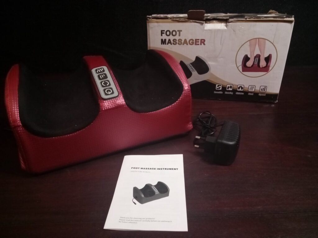 Red/Black Electric Foot Massager – Powers On, Adapter & Manual, Original Box