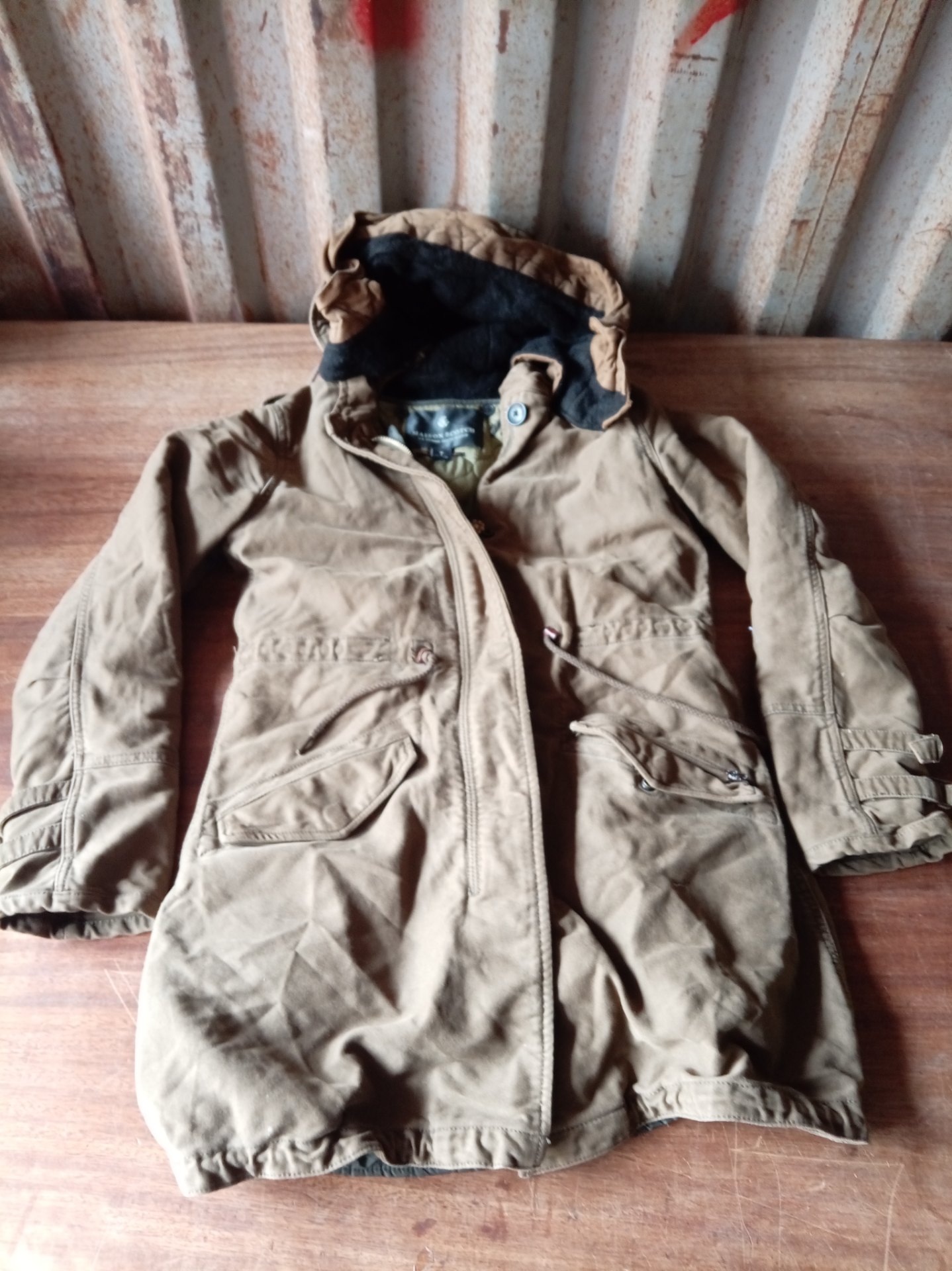Maison Scotch Women’s Brown Hooded Parka — Size ‘1’ (labelled, quilted lining)
