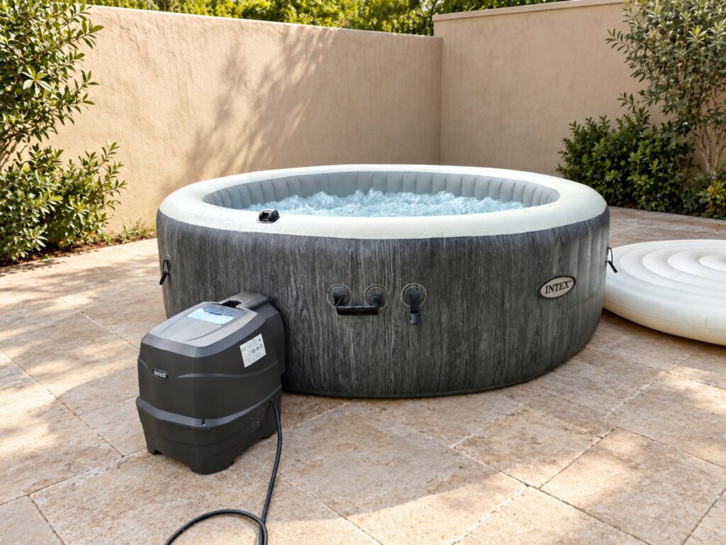 Intex Inflatable Hot Tub Spa with Pump & Cover — 220 x 70 cm — Working, Good Condition