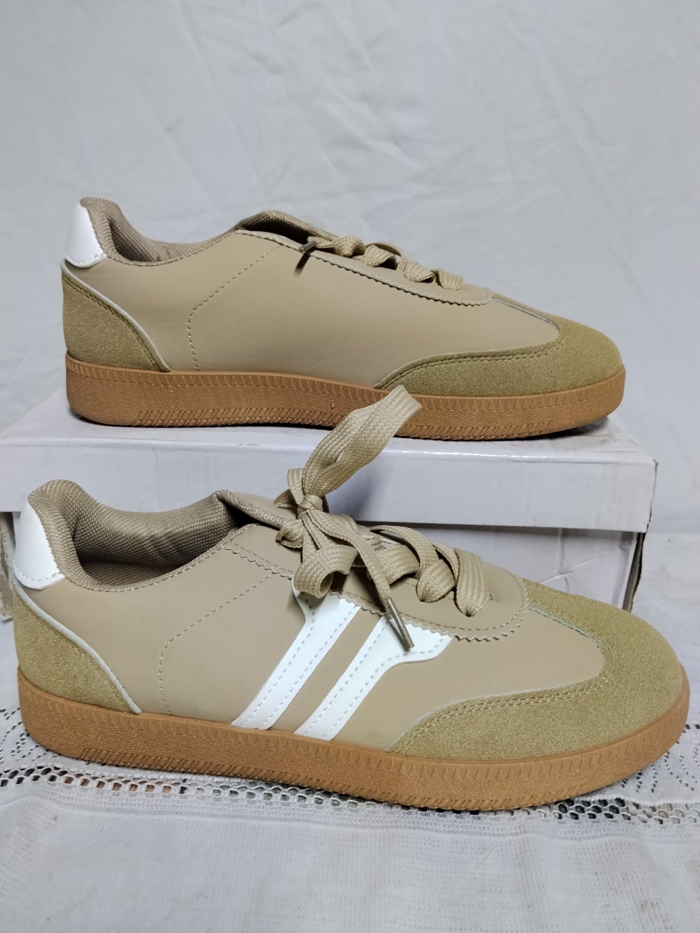 Theta Footwear S228 Khaki trainers — EU 38 / UK 5, like-new pair with box