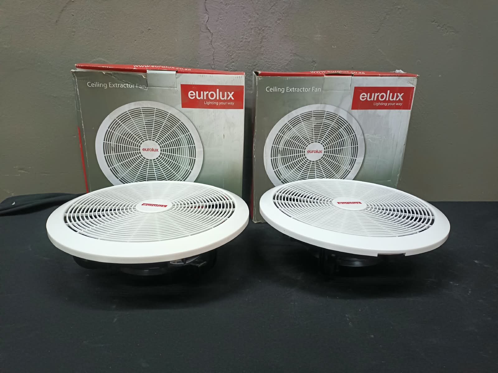 Pair of Eurolux Ceiling Extractor Fans (350mm) – 2 units, boxed, untested