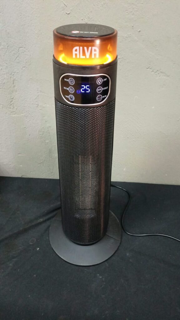 ALVA EIH210 2000W Tower Ceramic Electric Fan Heater — LED display, light effect, box included