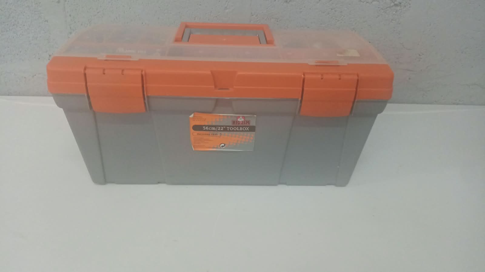 56cm Plastic Toolbox with Removable Top Organiser & Assorted Hand Tools (25+ items)