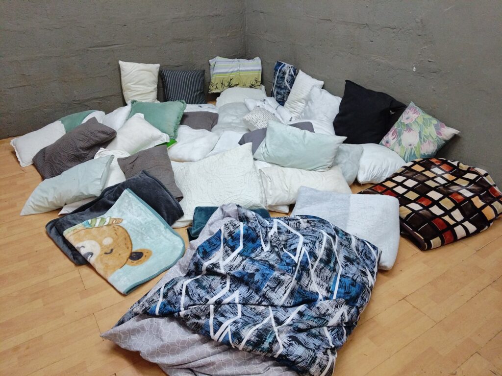Bulk lot approx 31 mixed cushions, pillows & throws — assorted sizes, used condition