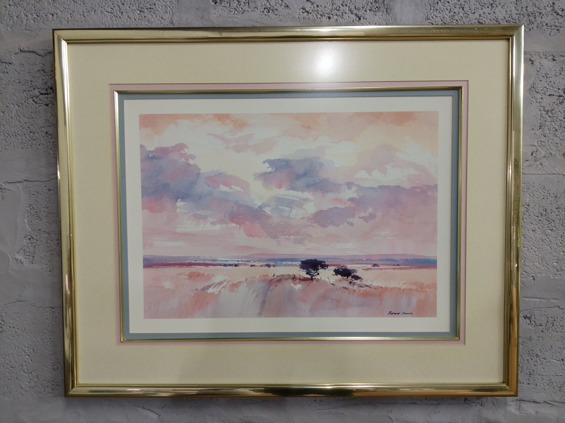Framed, matted & glazed original landscape print — hand-signed lower-right, 96 x 78 cm (framed)