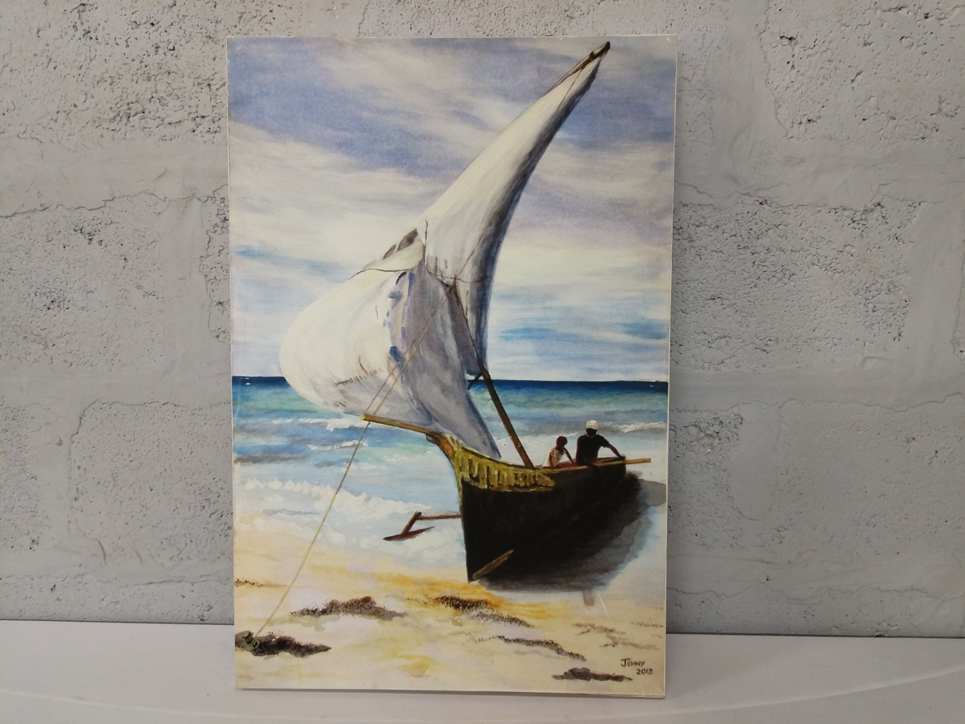 Original signed seascape painting ‘Jenny 2013’ — stretched canvas 51 x 75 cm