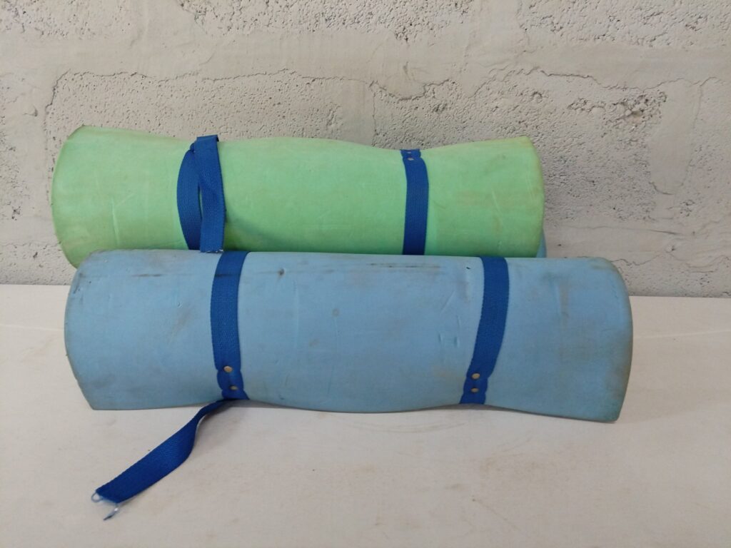 Lot of 3 Foam Exercise / Yoga Mats with Carry Straps – Used, Stained, Small Edge Damage