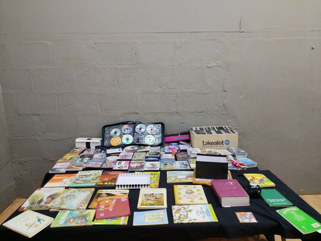 Mixed lot — c.70 DVDs, CDs & children’s books (many loose discs; NOT WORKING)