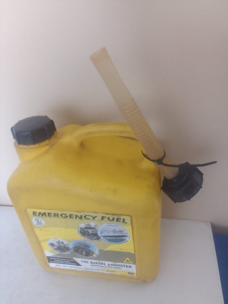 10L Yellow ‘Emergency Fuel’ Diesel Canister with Flexible Pouring Spout — Used