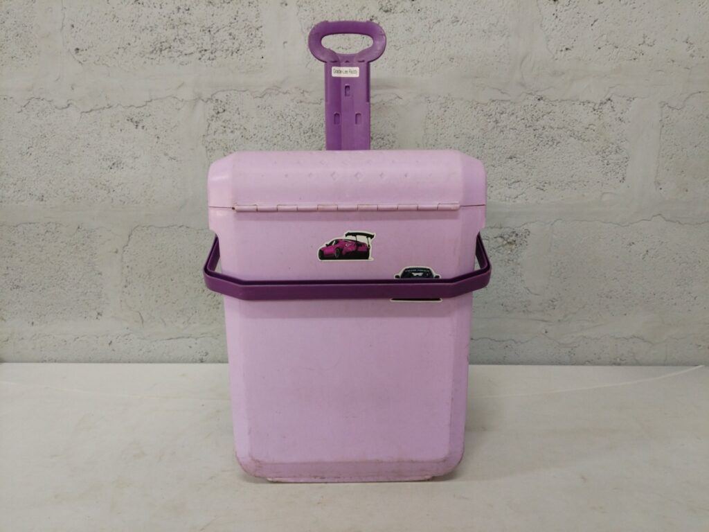 Pink/Purple Children’s Wheeled Trolley / Storage Case with Telescopic Handle