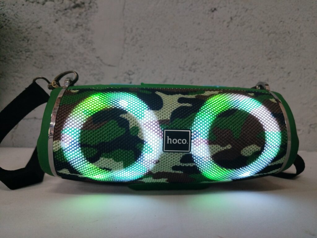 hoco. Camo LED Portable Bluetooth Speaker — LED rings, USB-A power output, AUX & micro-USB