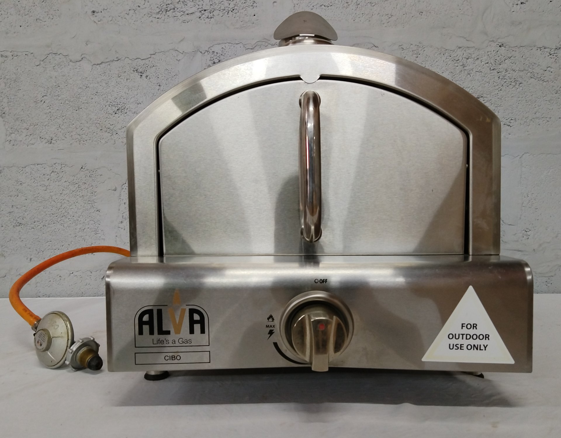 ALVA CIBO GPO101 Stainless Steel Tabletop LPG Pizza Oven — Tested, Includes Hose & Regulator