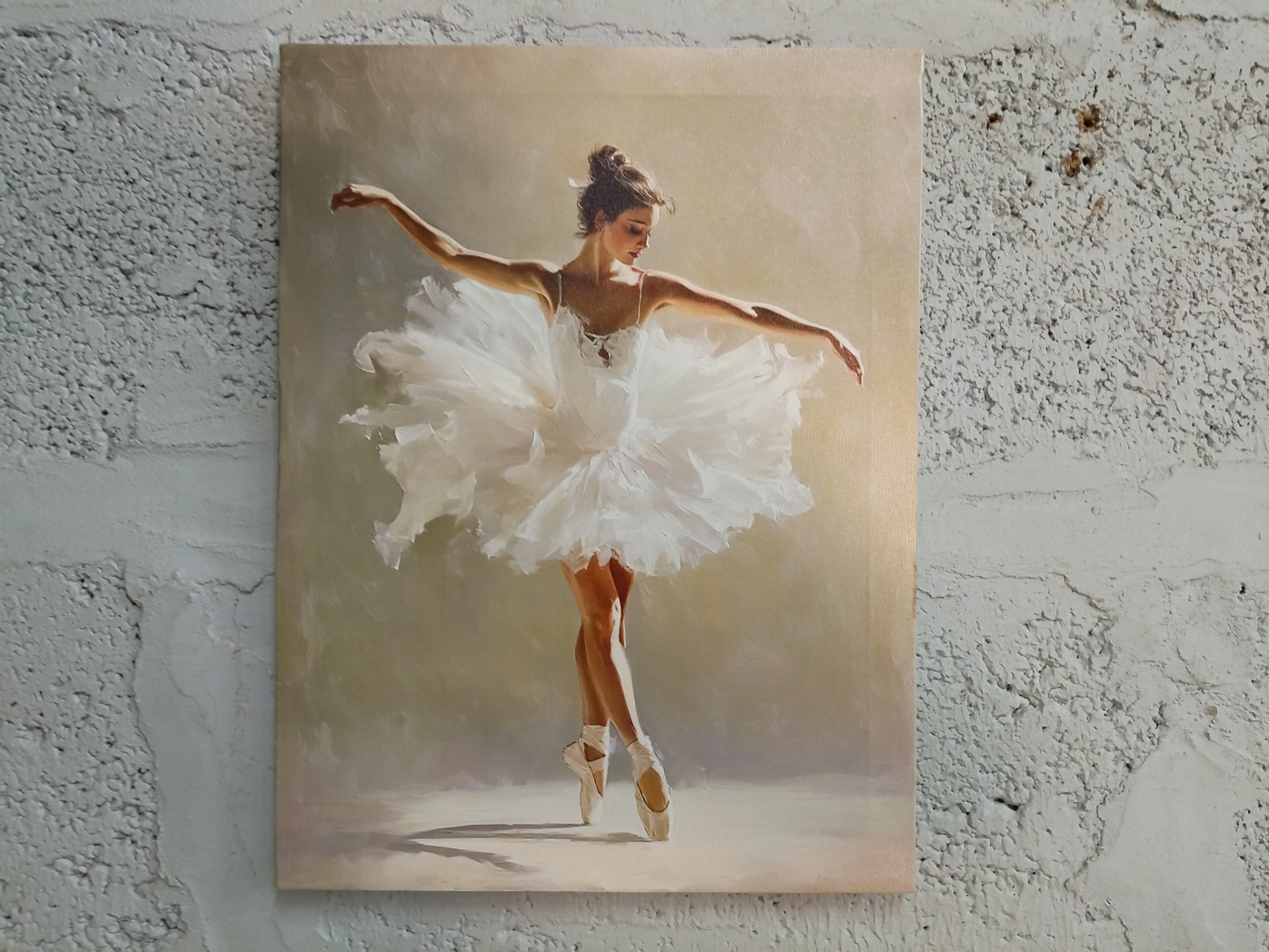 30 x 40 cm Stretched Canvas Ballerina Painting — Claimed Original, Sawtooth Hanger