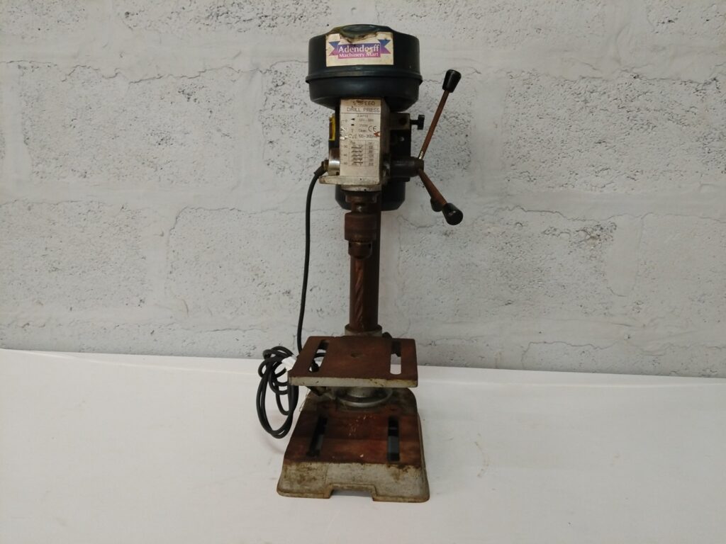Small Bench / Pillar Drill Press — 350W 220V 1400RPM (motor label visible) — Working, heavy surface rust