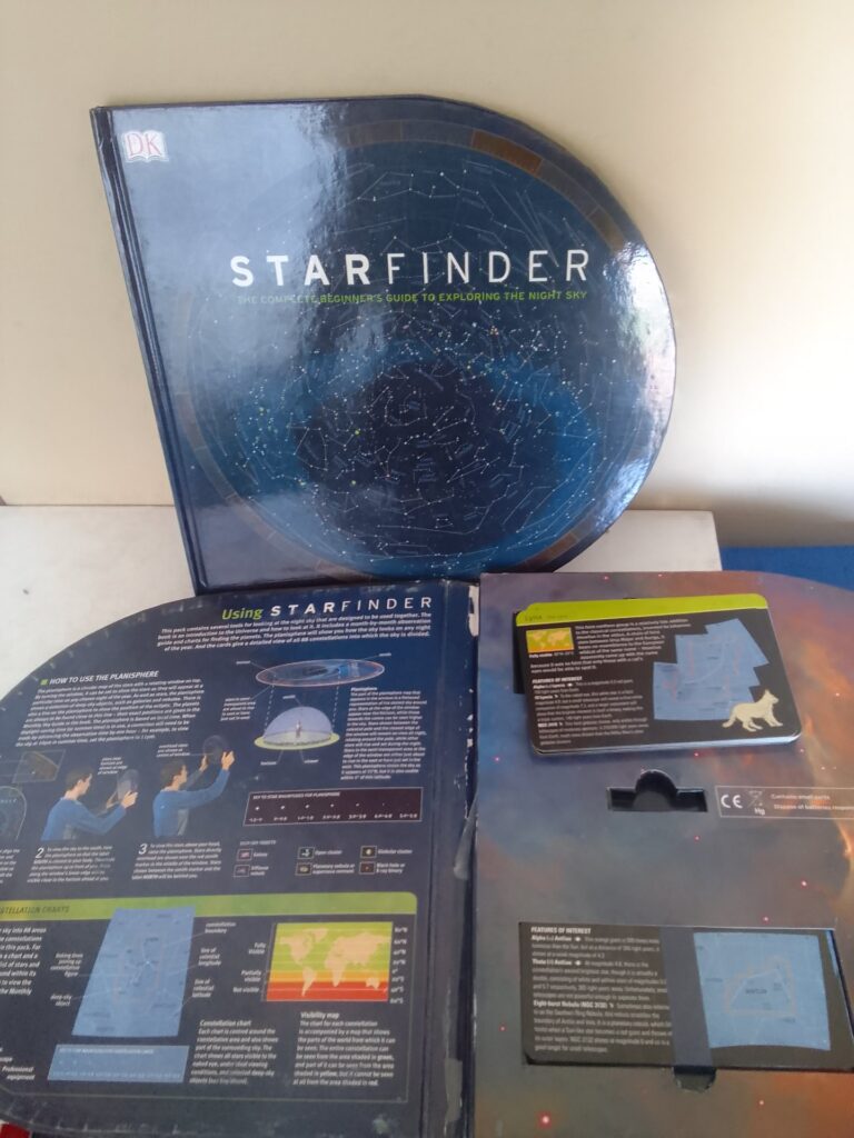 DK Starfinder hardback set — Starfinder book with circular planisphere and constellation card tin (used)