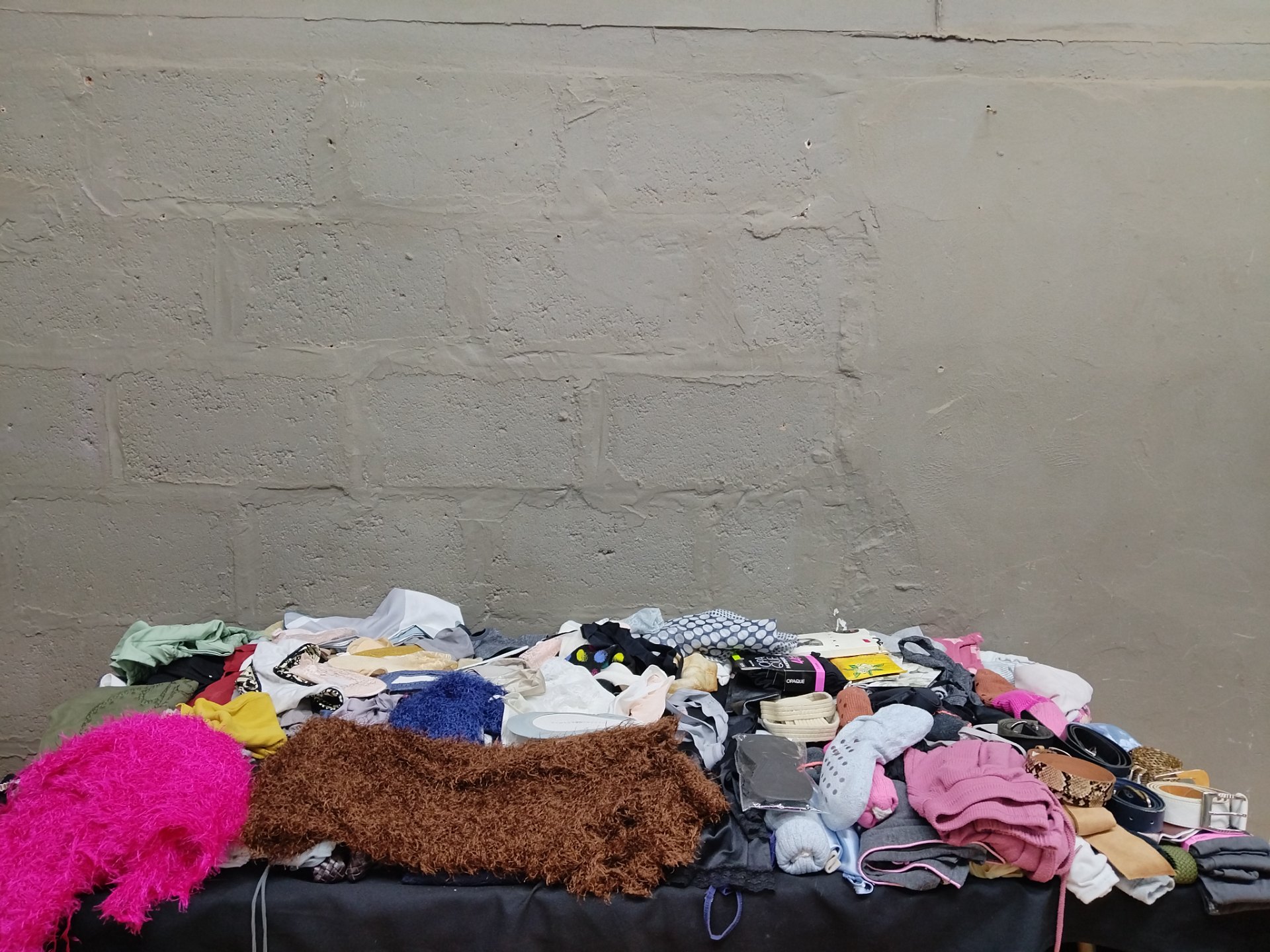 Lot: 50x Women’s Clothing & Accessories — Bras, Socks, Belts, Tops (Used, Mixed Condition)